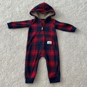 Plaid Fleece baby play suit